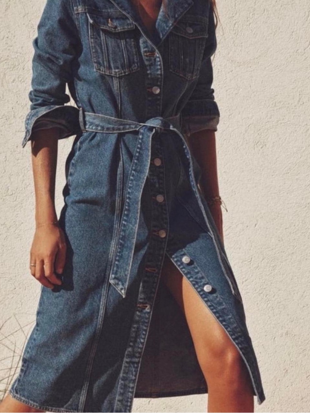NWT Zara Denim Dress With Pockets Faded Blue - Picture 4 of 11